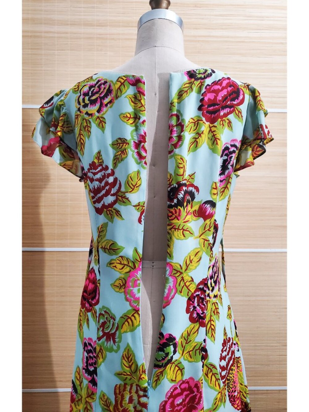 Pre-Loved Vintage Nanette Lepore Aqua Floral Cha Cha Mini Dress size 6 - Picture 8 of 13